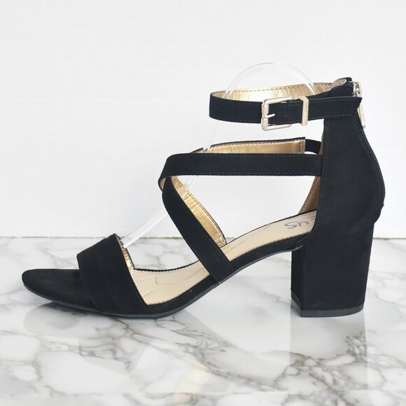 Circus by Sam Edelman STELLA Velvet Block Strappy Heels Black Size 10 - Picture 3 of 8